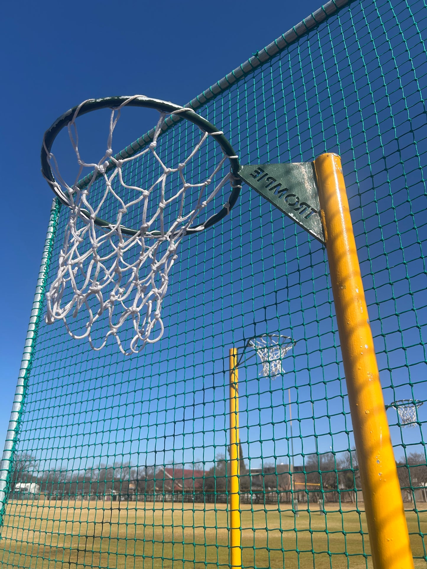 Netball Post with Junior and Senior Hoops + Sleeve (Galvanized)