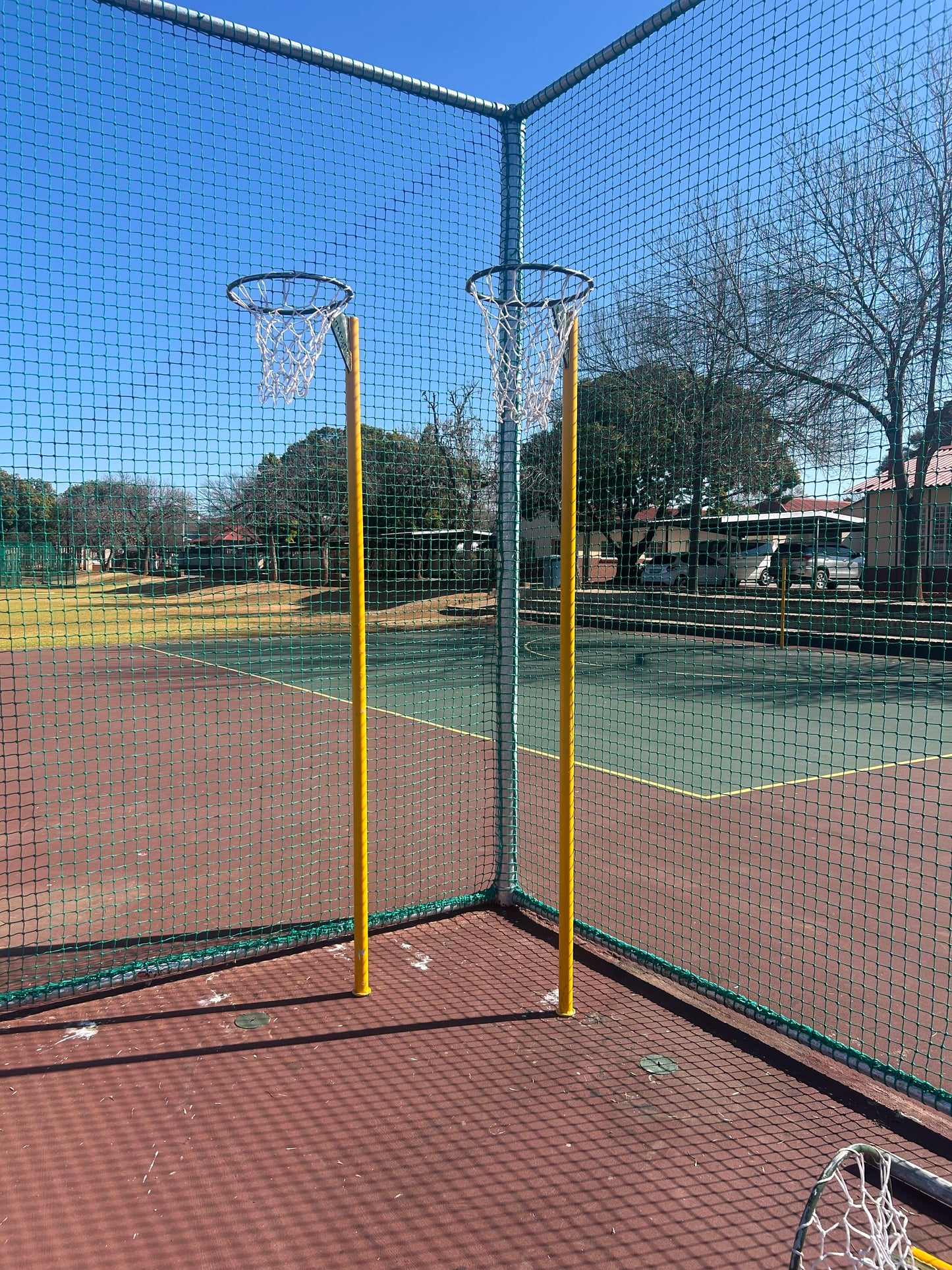 Netball Post with Junior and Senior Hoops + Sleeve (Galvanized)