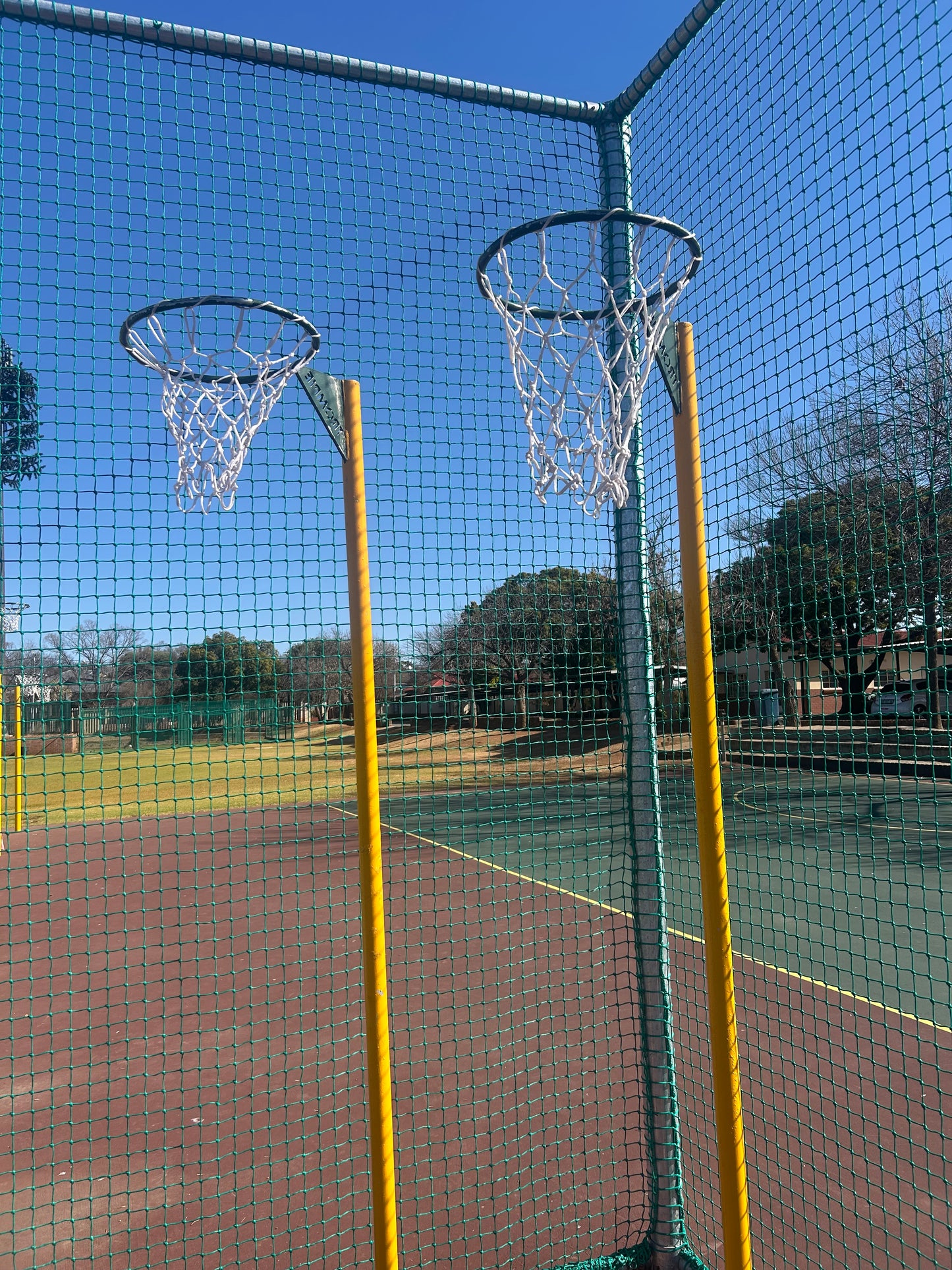 Netball Post with Junior and Senior Hoops + Sleeve (Galvanized)