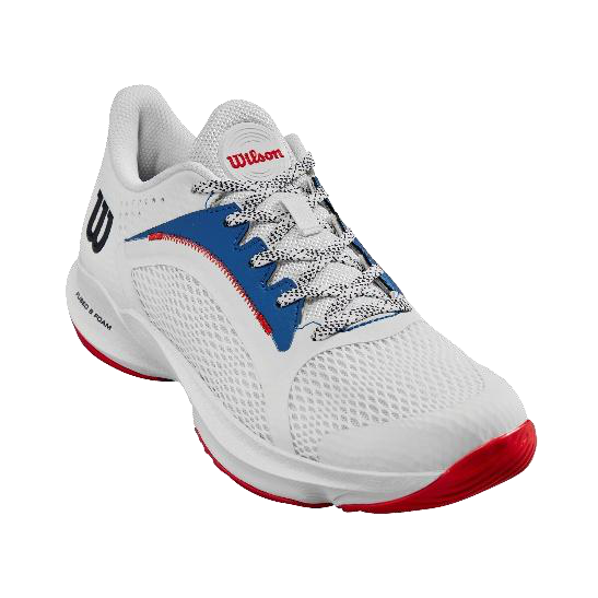 Wilson Hurakn 2.0 Ladies’ Padel Shoes – White/Déjà Vu Blue/Wilson Red – catalogue photo 1